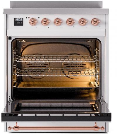 30" ILVE Nostalgie II Induction Freestanding Range in White with Copper Trim - UPI304NMP/WHP