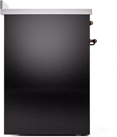 30" ILVE Nostalgie II Induction Freestanding Range in Glossy Black with Bronze Trim - UPI304NMP/BKB