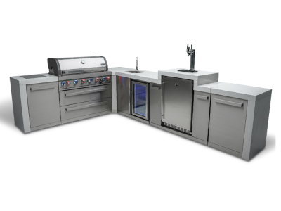 Mont Alpi 6 Burner Deluxe Island with a 90 Degree Corner Kegerator and Beverage Centre - MAI805-D90KEGBE