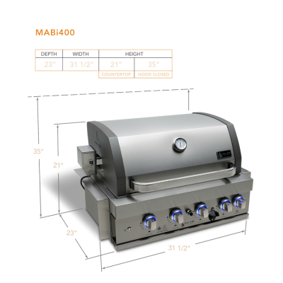 32" Mont Alpi Built-in 4 Burner Gas Grill - MABi400