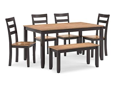 Signature Design by Ashley Gesthaven Dining Table with 4 Chairs and Bench (Set of 6) - D396-325