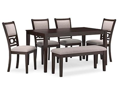 Signature Design by Ashley Langwest Dining Table and 4 Chairs and Bench (Set of 6) - D422-325