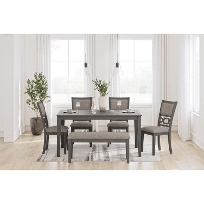 Signature Design by Ashley Wrenning Dining Table and 4 Chairs and Bench (Set of 6) - D425-325