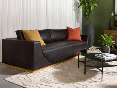 Sunpan Anakin Sofa in Light Oak/Black - 111216
