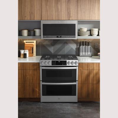 30" GE Profile Slide-In Double Oven Gas Range With Wifi In Stainless Steel - PCGS960YPFS