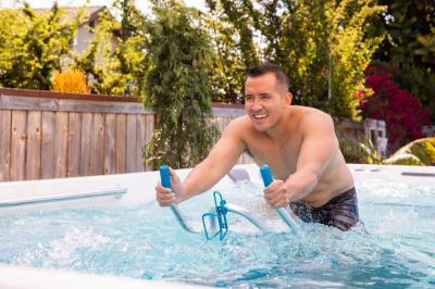 Endless Pools R-Series R500 RecSport Recreation Systems Swin Spa with Mocha Cabinet and Entertainment System - 941913309102-23