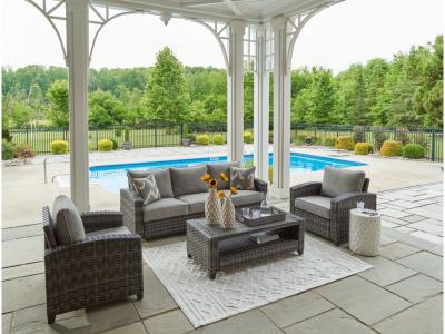 Signature Design by Ashley Oasis Court Outdoor Sofa/Chairs/Table Set (Set of 4) - P335-081