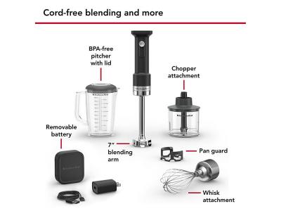 KitchenAid Go Cordless Hand Blender with Accessories - Battery Included - KHBRV75BM