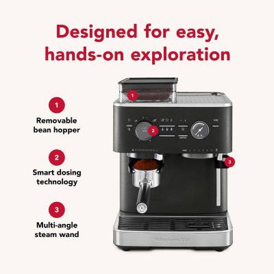 KitchenAid Semi Automatic Espresso Machine with Burr Grinder - KES6551BK