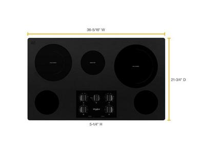 36" Whirlpool Electric Ceramic Glass Cooktop With Two Dual Radiant Elements - WCE77US6HB