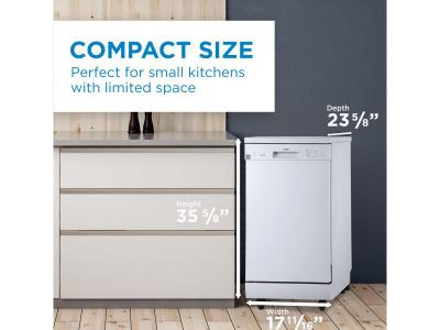 18" Danby Portable Dishwasher with 4 Wash Cycles, Quick Wash in White - DDW1805EWP