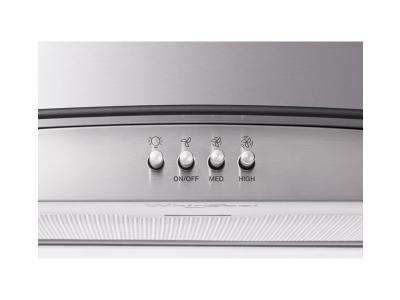 30" Whirlpool Curved Glass Wall Mount Range Hood In Stainless Steel - WVW51UC0LS