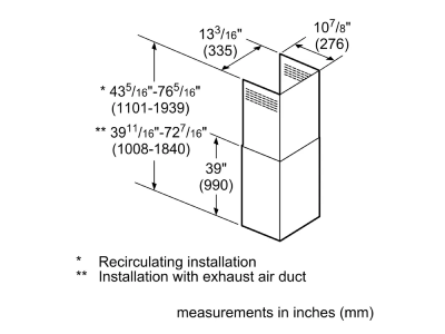 Bosch Glass Canopy Chimney Hood Duct Extension Accessory Kit Benchmark  Series - Stainless Steel HCGEXT5UC