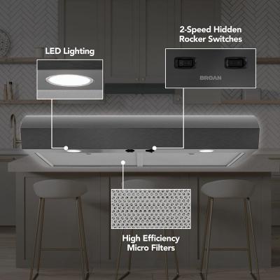 30" Broan Under Cabinet Range Hood in Black Stainless Steel - MTR1303BLS