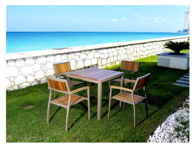 Fig & Cherry Outdoor Resistant Teak and Aluminum Frame Chair - Barrok chair