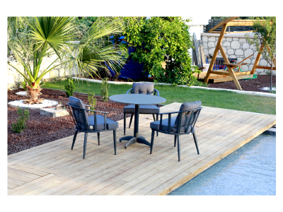 Fig & Cherry Powder Coated Aluminum Frame Chair - Galiano chair