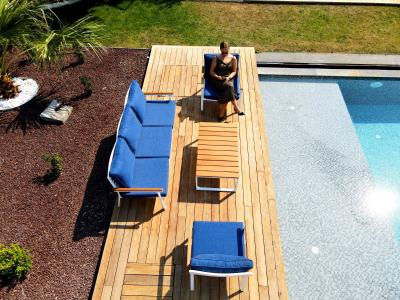 Fig & Cherry Modern Coffee Table with Aluminum Legs - Solana coffee table