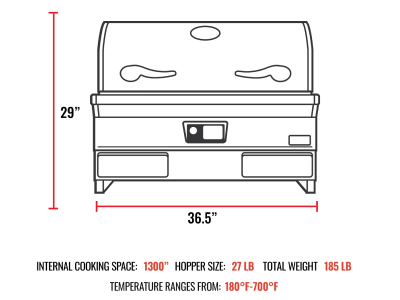 Recteq E-Series Built-In 1300 Wood Pellet Grill - RT-1300